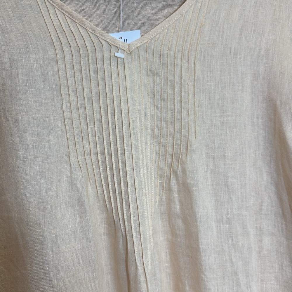 J.Jill Linen Mixed Media Pintuck Tunic top in Peach Blush, Size Large, NWT - Picture 6 of 8